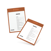 Two clipboard menu pads with brown cover and white pages on a white background