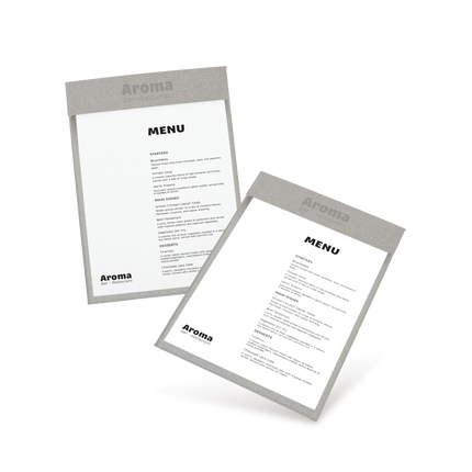 Two clipboard menus with a gray and white color scheme on a white background.