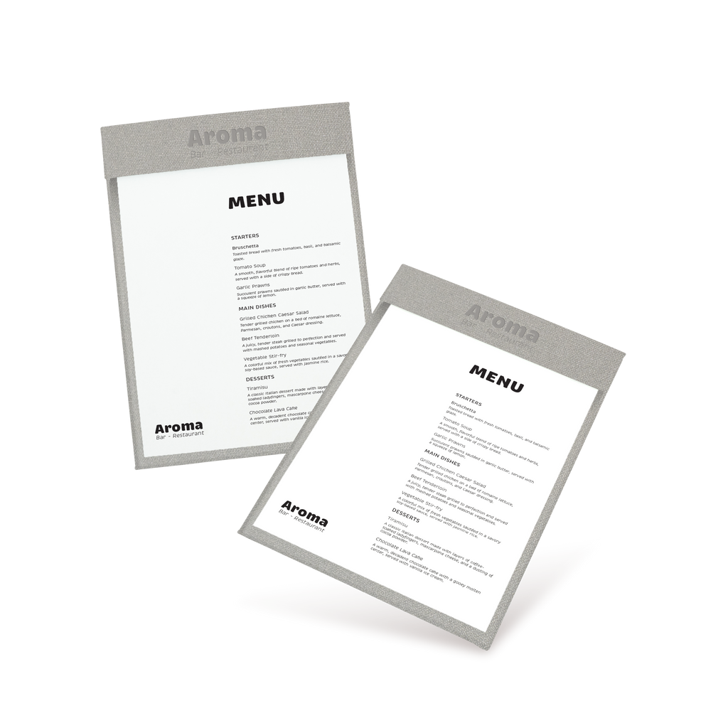 Two clipboard menus with a gray and white color scheme on a white background.