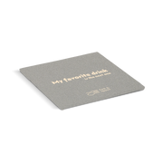 Gray placemat with text on a white background