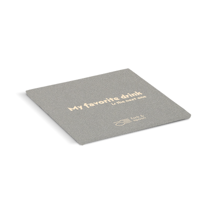 Gray placemat with text on a white background