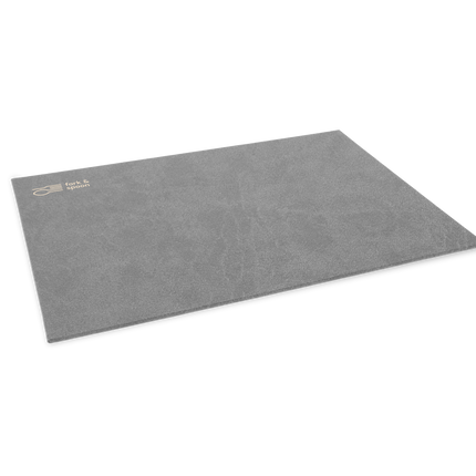 Gray mat with a brand logo on a white background