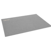 Gray mat with a brand logo on a white background