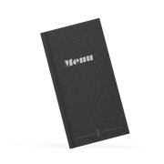 Dark grey menu with personalisation in white