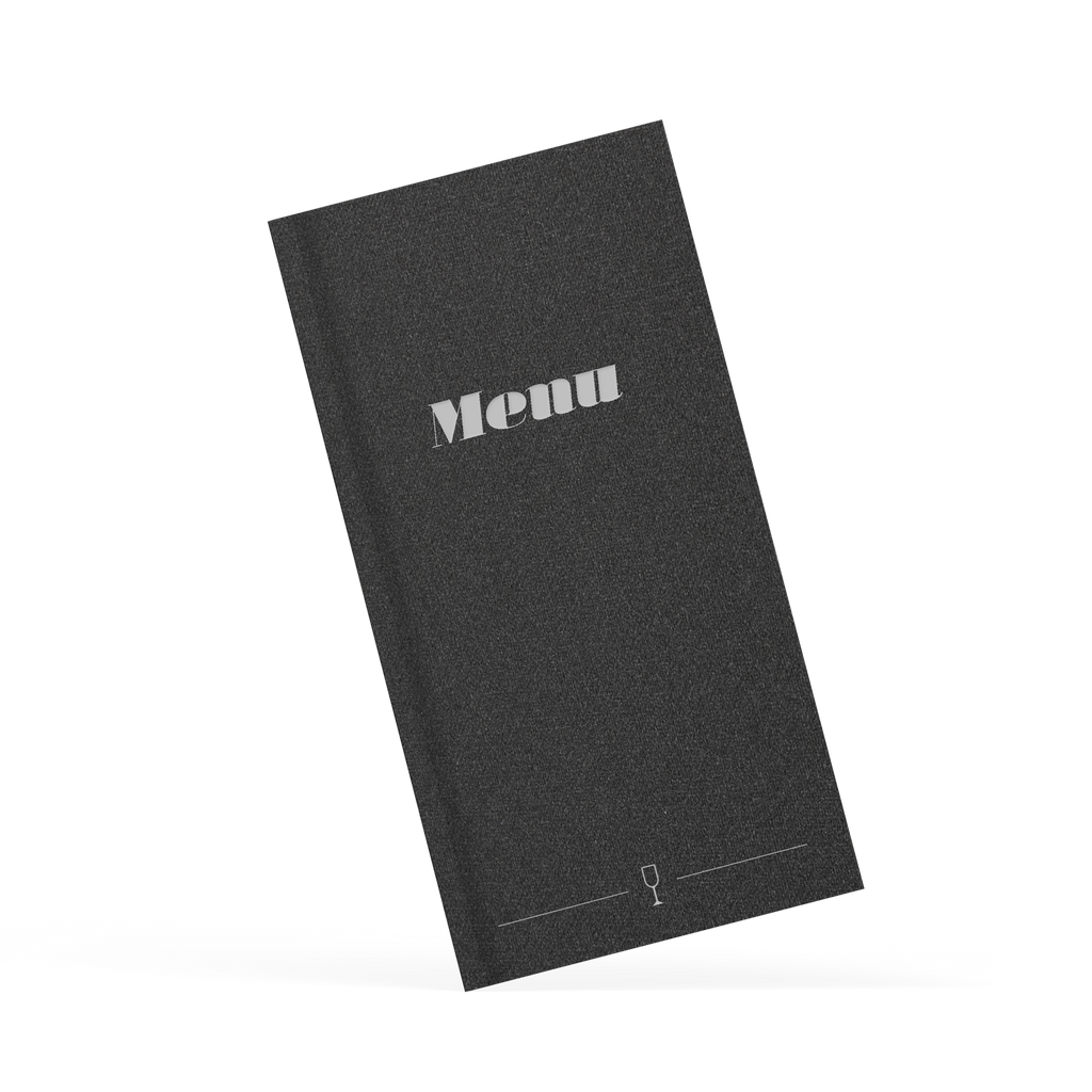 Dark grey menu with personalisation in white