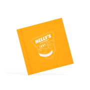 A classy clamp card with a yellow cover featuring a white 'Nelly's' logo.