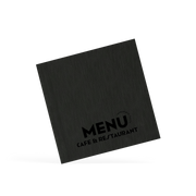 Black placemat with 'MENU CAFE & RESTAURANT' text on a white background