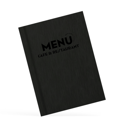 Black menu cover for cafe and restaurant on a white background