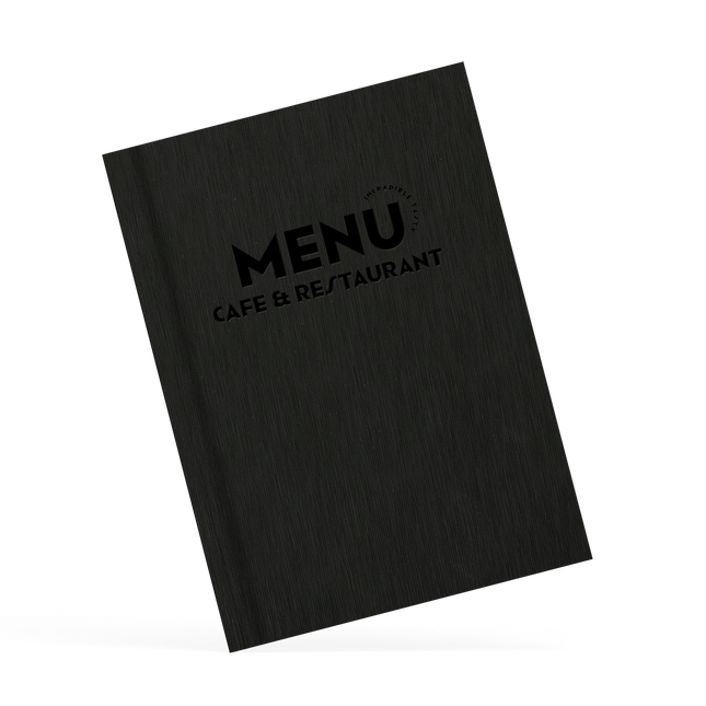 Black menu cover for cafe and restaurant on a white background