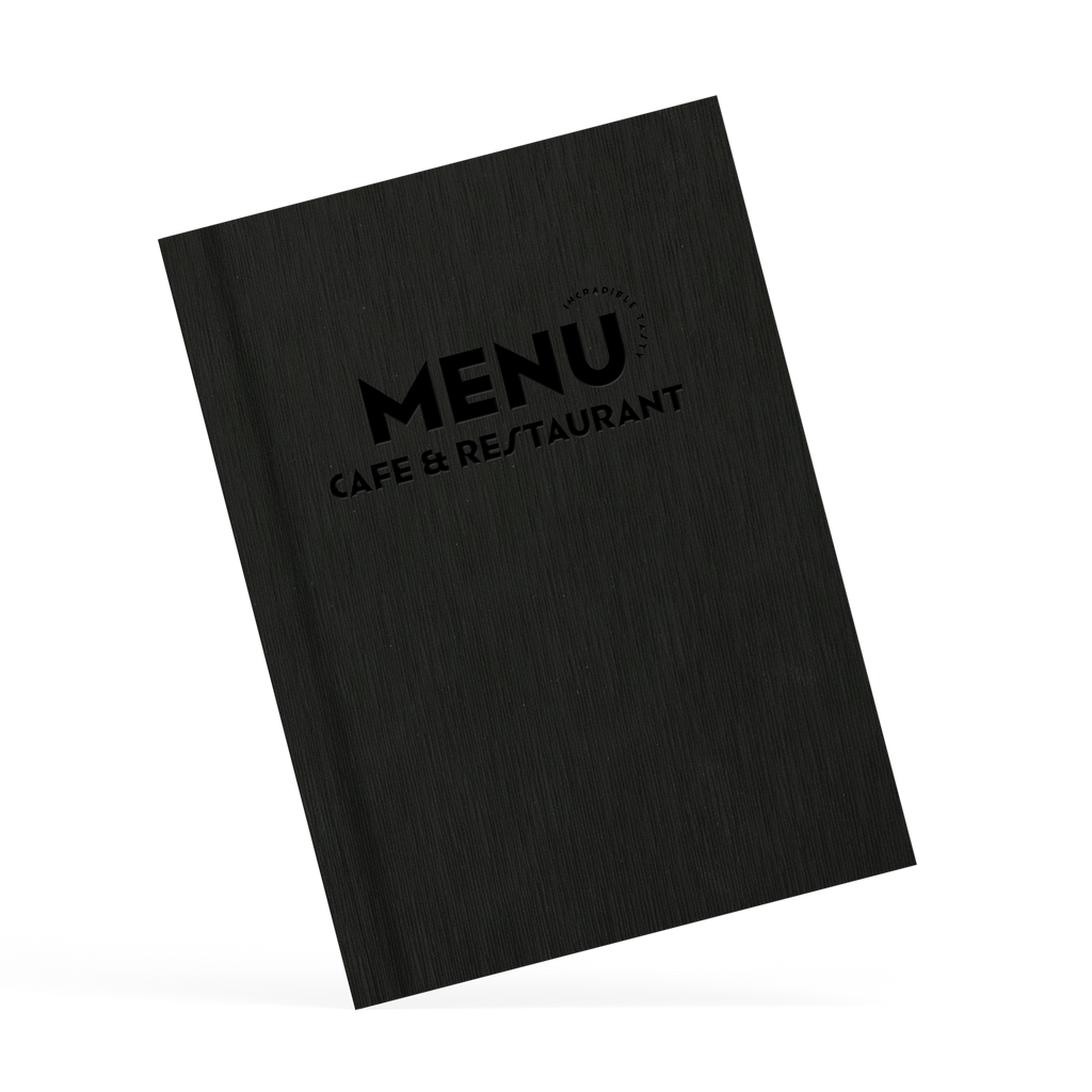 Black menu cover for cafe and restaurant on a white background