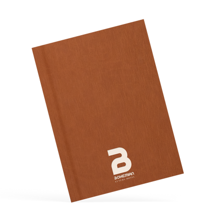 Brown menu with a logo on a white background