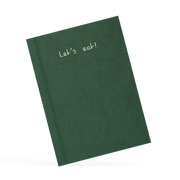 Green menu with 'Let's eat!' text on a white background