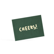 Green menu with 'CHEERS!' text on a white background