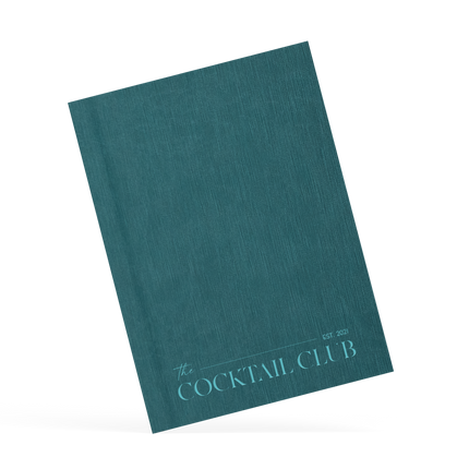 Teal menu with 'the Cocktail Club' text on a white background