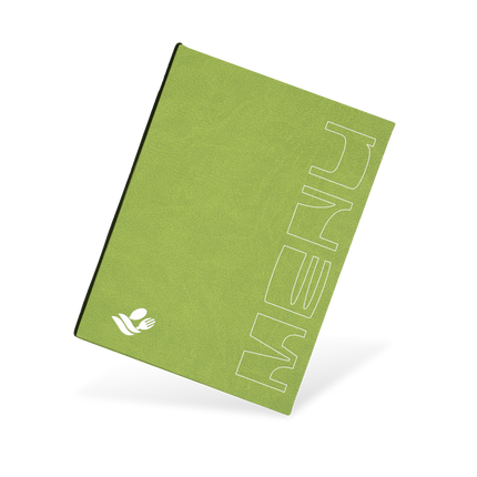 A green menu with a fish illustration and the text 'MENU' on the cover.