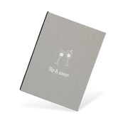 Gray menu with 'Sip & Savor' text and wine glass illustrations on a white background