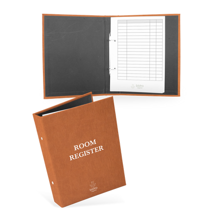 Room Register folder with rings
