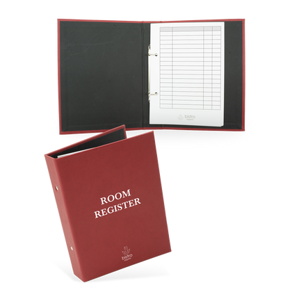 Room Register folder with rings