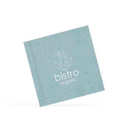 Blauwe Vierkante Menukaart met Schuifsysteem met Logo