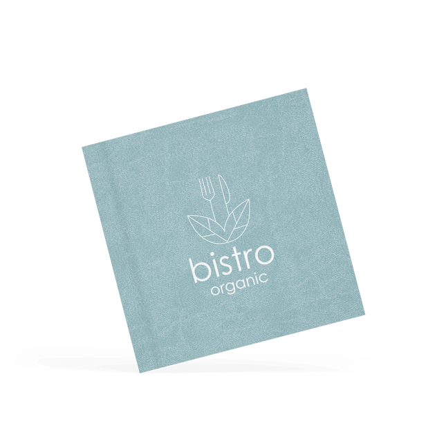 Blauwe Vierkante Menukaart met Schuifsysteem met Logo