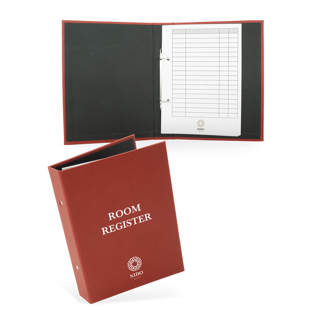 Bruine Leren Gastenboek met Logo voor Hotels