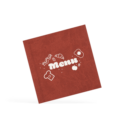 Bruine Vierkate Menukaart met Schuifsysteem met Logo voor Restaurant