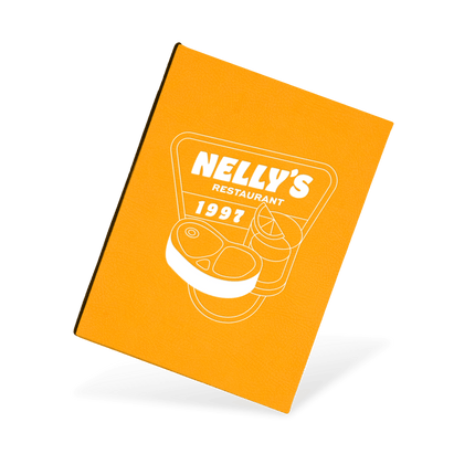 Gele Menukaart met Elastiek Gepersonaliseerd voor Restaurants