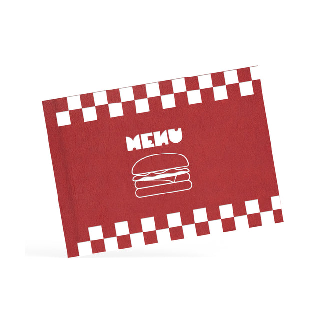 Rode Liggende Menukaart met Burger voor Bistro
